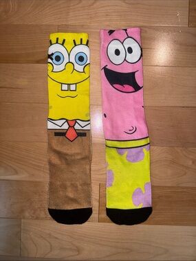 SpongeBob & Patrick Character Crew Socks - Yellow & Pink